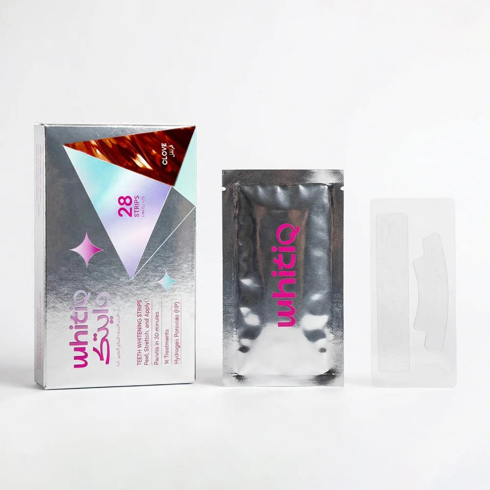 Whitening Strips HP (Clove) شرائط تبييض للأسنان العادية بطعم القرنفل الدافئ.