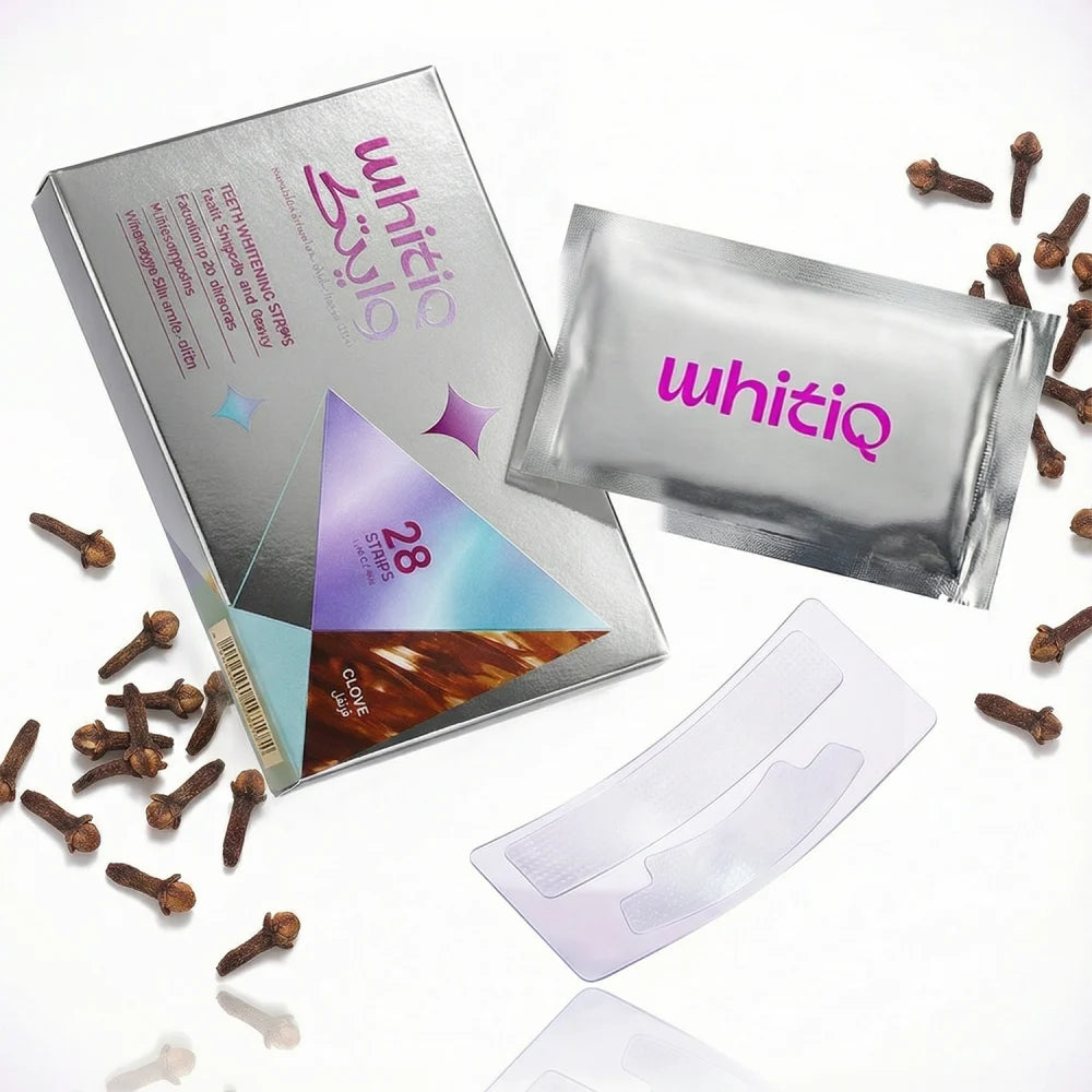 Whitening Strips HP (Clove) شرائط تبييض للأسنان العادية بطعم القرنفل الدافئ.