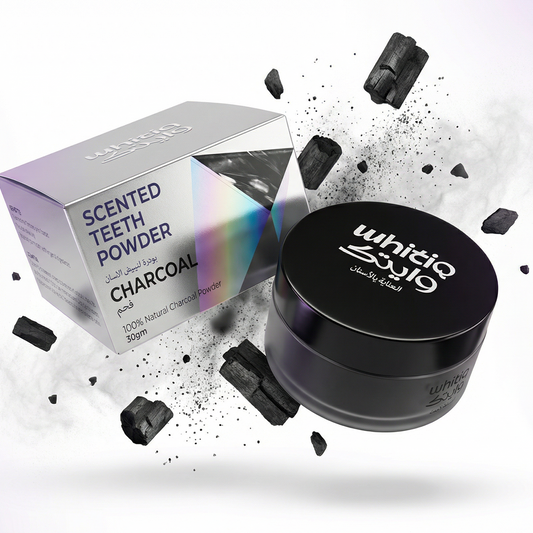 Whitening Powder (Charcoal) بودرة تبييض أسنان مع فحم مفعّل لأسنان أنظف وأفتح.